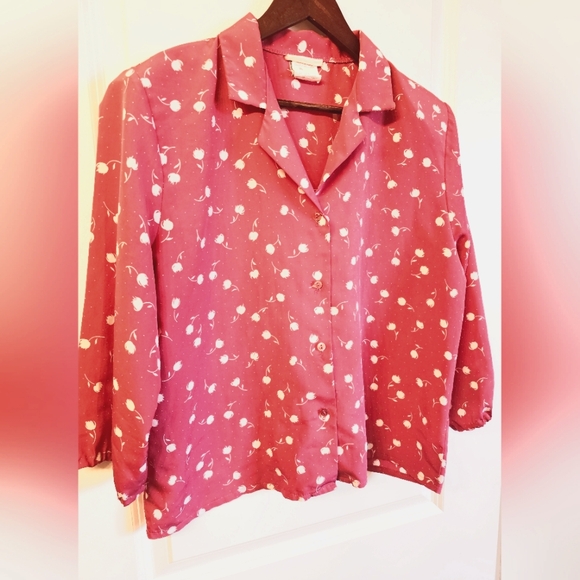 Cropped fushia-coloured vintage  button-down 🌺🌷🌸⚘️ - Picture 8 of 8